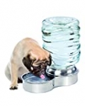 Bundaloo Dog Water Bowl Dispenser – Automatic Slow Refilling System Keeps Stainless Steel Drinking Dish Filled – Refillable 3 Liter Bottle, Non-Skid Feet – Clean, Safe, Fresh Drink for Pet Dogs
