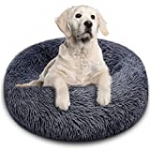 BITIANTEAM Dog Bed Comfortable Cat Bed Cuddler Round Dog Pillow Bed Nest Anti-Slip Faux Fur Ultra Soft Washable Pet Cushion Bed for Dog Cat Joint-Relief Improved Sleep Dark Gray (28” x 28”)