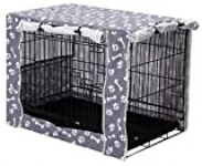 Dog Crate Cover Durable Polyester Pet Kennel Cover Universal Fit for Wire Dog Crate – Fits Most 24″ inch Dog Crates – Cover only-Sky Gray-24