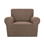 PureFit Stretch Chair Sofa Slipcover – Spandex Jacquard Non Slip Soft Couch Sofa Cover, Washable Furniture Protector with Non Skid Foam and Elastic Bottom for Kids (Chair, Camel)
