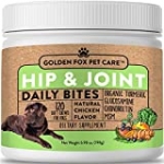 Hip & Joint Supplement for Dogs – Organic Turmeric, Glucosamine, Chondroitin, MSM – Made with All-Natural Ingredients – Supports Healthy Joints & Improves Mobility, Large & Small Dogs – 120 Soft Chews