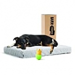 Barkbox Soft Plush Memory Foam Platform Dog Bed, Mattress for Orthopedic Joint Relief, Machine Washable Cuddler with Removable Cover and Water-Resistant Lining, Includes Squeaker Toy