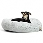 Best Friends by Sheri The Original Calming Donut Cat and Dog Bed in Shag Fur, Large 36″x36″ in Frost, Removable Zipper Shell, Machine Washable (DNT-SHG-FRS-3636-VP)