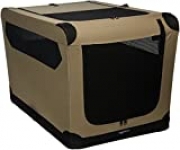 AmazonBasics Portable Folding Soft Dog Travel Crate Kennel, Large (24 x 24 x 36 Inches), Tan