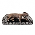 Furhaven Pet Dog Bed – Orthopedic Plush Kilim Southwest Home Decor Traditional Sofa-Style Living Room Couch Pet Bed with Removable Cover for Dogs and Cats, Black Medallion, Large