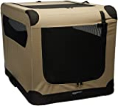 AmazonBasics Portable Folding Soft Dog Travel Crate Kennel, Medium (21 x 21 x 30 Inches), Tan
