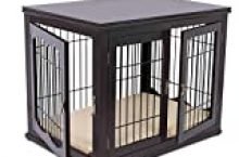 BIRDROCK HOME Decorative Dog Kennel with Pet Bed for Small Dogs – Espresso – Double Door – Wooden Wire Dog House – Indoor Pet Dog Crate Side Table – Bed Nightstand