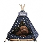 Pet Teepee Dog & Cat Bed with Cushion- Portable Luxery Pet Tents & Houses with Cushion & Blackboard (Star)