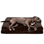 Furhaven Pet Dog Bed – Orthopedic Ultra Plush Faux Fur and Suede Traditional Sofa-Style Living Room Couch Pet Bed with Removable Cover for Dogs and Cats, Espresso, Large