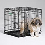Dog Crate | MidWest I Crate 24″ Double Door Folding Metal Dog Crate w/ Divider Panel, Floor Protecting Feet & Leak-Proof Dog Tray | 24L x 18W x 19H Inches, Small Dog, Black