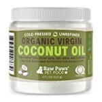 Raw Paws Organic Coconut Oil for Dogs & Cats, 4-oz – Treatment for Itchy Skin, Dry Nose, Paws, Elbows, Hot Spot Lotion for Dogs, Natural Hairball Remedy for Dogs & Cats, Flea Tick Prevention for Dogs