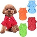 KINGMAS 4 Pack Dog Shirts Pet Puppy T-Shirt Clothes Outfit Apparel Coats Tops – Medium