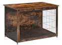 DWANTON Dog Crate Furniture with Cushion, Wooden Dog Crate Table, Double Doors Dog Furniture, Indoor Dog Kennel, Dog House, Dog Cage Medium, 32.5″ L, Rustic Brown