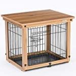 SIMPLY + Wooden Wire Dog Cage, Dog Crate End Table, Pet Crate Dog Kennel, Dog House with Dog Pad Side Furniture Table for Small Pets, Chew-Proof