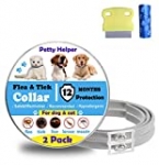 Flea Tick Collar for Dogs Cats（2Pack）-12 Months Continuous Protection（upgraded version）- No allergic & Waterproof & Adjustable Design-100% Natural Essential Oil-Gift Flea Comb&Dog Poop Bags