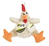 goDog Checkers Fat Rooster with Chew Guard Technology Tough Plush Dog Toy, White, Large (770882)