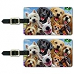 Dogs Selfie Lab Golden Retriever Westie Luggage ID Tags Cards Set of 2