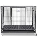 Homey Pet 37 inch Stackable Open Top Heavy Duty Dog Crate Cage for Medium Dog with Wheels and Removable Tray