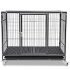 PayLessHere Large Dog Crate Kennel for Medium Large Dogs Metal Dog Cage Double-door Folding Travel Indoor Outdoor Puppy Playpen with Divider and Handle Plastic Tray (42 Inch, Black)