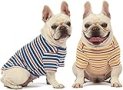Knuffelen Dog Shirts Cotton Striped T-Shirt, Summer Pet Clothes for Small Dogs, 2-Pack Soft Puppy Apparel Cat Tee, Breathable Stretchy, Blue Yellow L