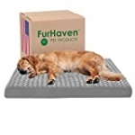 Furhaven Pet Dog Bed – Deluxe Orthopedic Mat Ultra Plush Faux Fur Traditional Foam Mattress Pet Bed with Removable Cover for Dogs and Cats, Gray, Jumbo