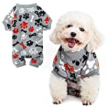 PUPTECK Soft Polar Fleece Dog Pajamas – Adorable Puppy Clothes Jumpsuit Pjs – Lightweight Cat Coat Pet Apparel – Cute Paw Design