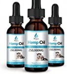 (3 Pack) 250,000mg Organic Hemp Oil for Dogs and Cats – Pet Hemp Oil Calming Drops – Support Hip & Joint Health – Anxiety & Stress Relief – Rich in Omega 3-6-9 – Grown in USA