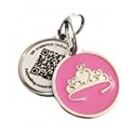 PetDwelling 2D Pink Tiara QR Code Pet ID Tag Links to Online Profile/Emergency Contact/Medical Info/Google Map Location Stamp