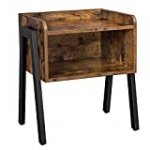 VASAGLE ALINRU Nightstand, Stackable End Table, Side Table for Small Spaces, Storage Compartment, Industrial Accent Furniture, Steel Frame, Rustic Brown and Black ULET54X