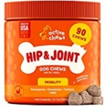 Active Chews Glucosamine for Dogs Hip and Joint Supplement | Dog Joint Supplement with Chondroitin, MSM & Turmeric |Soft Chews Supports Joint Mobility, Cartilage & Enhances Immune Response (90ct)