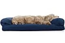 Furhaven Pet Dog Bed – Orthopedic Quilted Traditional Sofa-Style Living Room Couch Pet Bed with Removable Cover for Dogs and Cats, Navy, Large