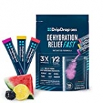 DripDrop ORS – Electrolyte Powder For Dehydration Relief Fast – For Workout, Sweating, Illness, & Travel Recovery – Watermelon, Berry, Lemon Variety Pack – 16 x 8 Oz Servings