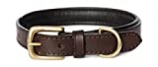 Leather Dog Collar – Heavy Duty Brass Buckle , Soft & Comfortable Dog Collar for Small , Medium and Large Dogs – Padded Dog Collar – Brown