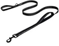 Heavy Duty Dog Leash – 2 Handles by Padded Traffic Handle for Extra Control, 6foot Long – Perfect for Medium to Large Dogs (6 ft, Black)