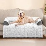 blunique Dog Couch Bed for Large Dogs Memory Foam, Faux Fur Waterproof Dog Bed for Couch Furniture Protector, Calming Dog Bed Washable with for Pet Sofa Cover, Large 41×37 Inches