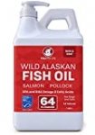 Fish Oil for Dogs, Wild Alaskan, Salmon, Pollock, Omega 3 EPA DHA Liquid Food Supplement for Pets, All Natural, Supports Healthy Skin Coat & Joints, Natural Allergy & Inflammation Defense, 64 oz