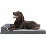 Furhaven Pet Dog Bed – Deluxe Orthopedic Two-Tone Plush and Suede L Shaped Chaise Lounge Living Room Corner Couch Pet Bed with Removable Cover for Dogs and Cats, Stone Gray, Large