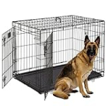 48-Inch Double Door Folding Metal Dog Crate with Divider and Leak-Proof Pan – For Medium to Large Breed Dogs