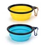 Depets 2 Pack Collapsible Dog Bowl, Portable Dog Bowls for Travel, Fodable Silicone Bowls for Dogs Cats, Small Collapsible Pet Feeding Watering Dish with 2 Carabiners