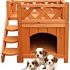 YOT Dog House Wooden Outdoor with Door Windows Pet Log Cabin Kennel Weather Resistant Waterproof with Removable Roof Home Pet Furniture for Small Medium Large Animals (Size : Medium)