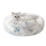 Love’s cabin 20in Cat Beds for Indoor Cats – Cat Bed with Machine Washable, Waterproof Bottom – Tie-Dye/Grey Fluffy Dog and Cat Calming Cushion Bed for Joint-Relief and Sleep Improvement