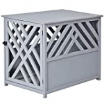 PawHut Natural Diagonal Dog Cage/Crate for Indoor Use with a Natural Fir Wood Build & Unique Slant Aesthetic Design