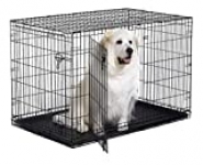 New World 48″ Double Door Folding Metal Dog Crate, Includes Leak-Proof Plastic Tray; Dog Crate Measures 48L x 30W x 33H Inches, Fits XL Dog Breeds