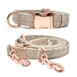 BYLEEDUR Heavy Duty Dog Collar and Leash (6.6′) Set, Exceptionally Elegant with Rose Gold, 3 Adjustable Lengths & Timeless, Soft and Comfortable