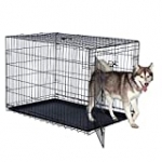 Double Door Folding Dog Crate – Portable Large 42-Inch Metal Wire Kennel, Plastic Leak-Proof Tray, Slide Bolt Latches, and Carry Handle by Pet Trex