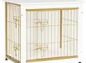 DWANTON Dog Crate Furniture with Cushion, Wooden Dog Crate with Double Doors, Dog Furniture, Dog Kennel Indoor for Small/Medium/Large Dog，End Table, Small, 27.2″ L, White