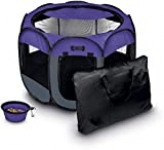 Ruff ‘n Ruffus Portable Foldable Pet Playpen + Carrying Case & Collapsible Travel Bowl | Indoor/Outdoor use | Water Resistant | Removable Shade Cover (Extra Large (48″ x 48″ x 23.5″) Free Bonus)