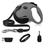 BABYLTRL Upgraded Heavy Duty Retractable Dog Leash, 360° Tangle-Free Large Dog Retractable Leash up to 110lbs, 16ft Strong Reflective Nylon Tape with Anti-Slip Handle, One-Handed Brake, Pause, Lock