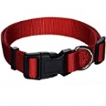 AEDILYS Adjustable Nylon Dog Collar Classic Solid Color for Large Sized Dogs Neck 14.5-23.5 inch, Red