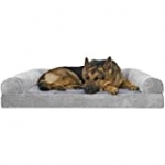 Furhaven Pet Dog Bed – Orthopedic Faux Fur and Velvet Traditional Sofa-Style Living Room Couch Pet Bed with Removable Cover for Dogs and Cats, Smoke Gray, Jumbo
